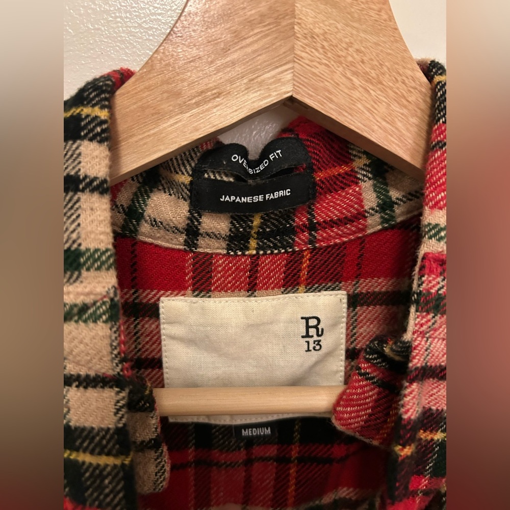 R13 Red and Black Plaid Shirt - Picture 2 of 4